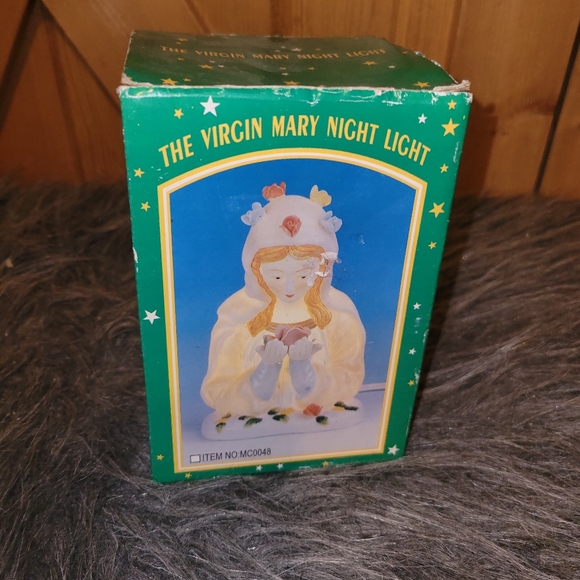 Vintage The Virgin Mary Bisque Porcelain Night Lamp - Picture 9 of 11